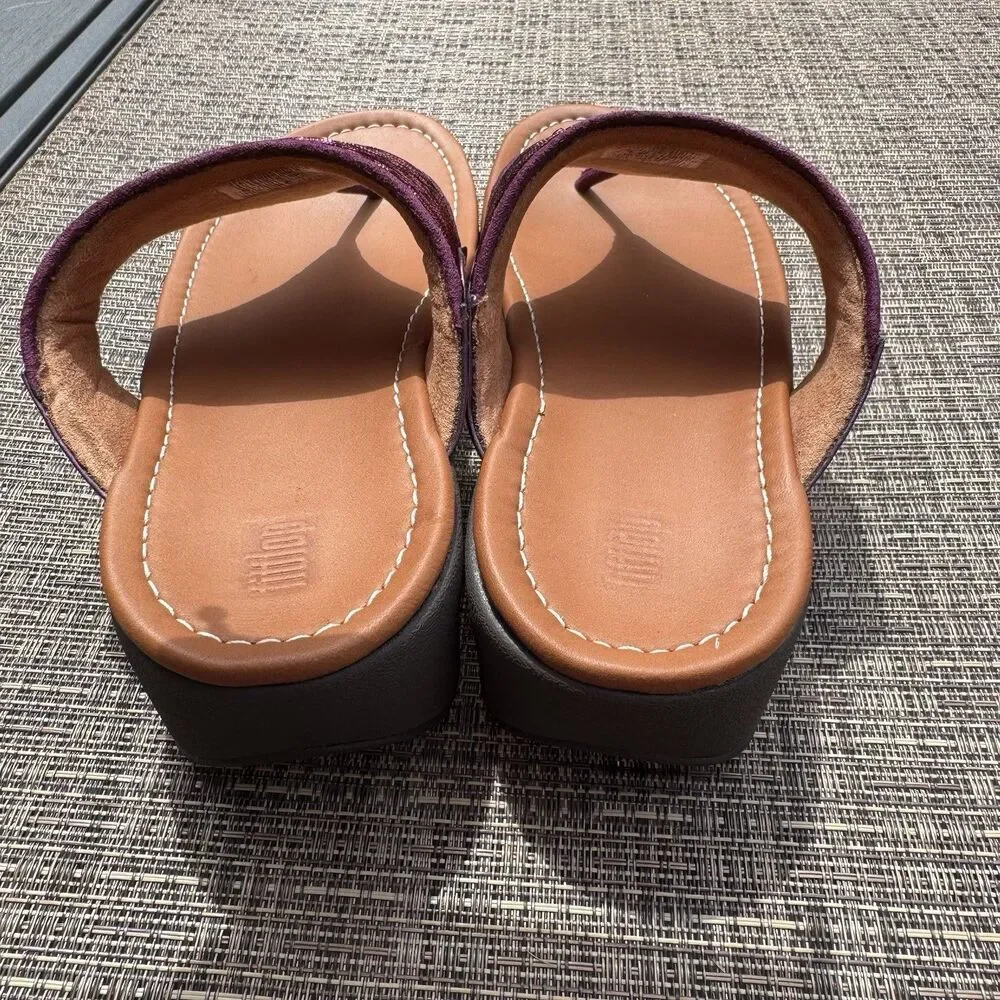 Fitflop Sandals Metallic Purple Wine Shimmer Womens Sz 10 - Picture 4 of 9
